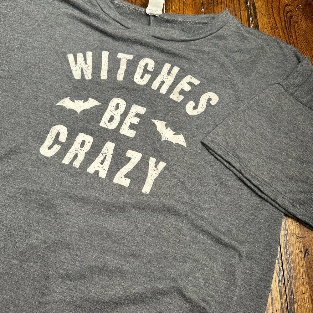 Halloween “Witches Be‎ Crazy” Shortsleeved Lightweight Fleece - L